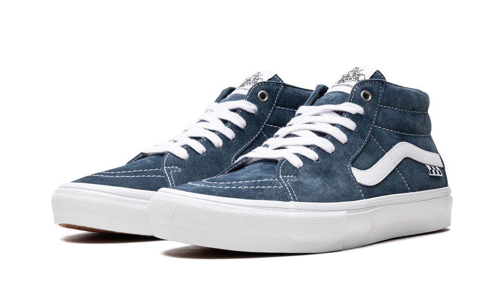 Pig Suede Skate Grosso Mid "Blue/White" VN0A5FCGY6Z